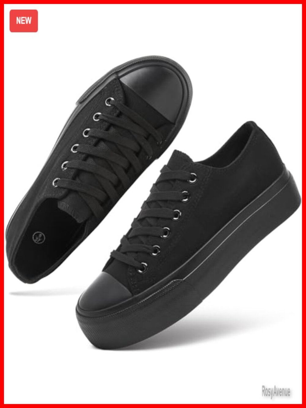 Platform Canvas Sneakers Lace-Up Tennis Shoes Comfortable Casual